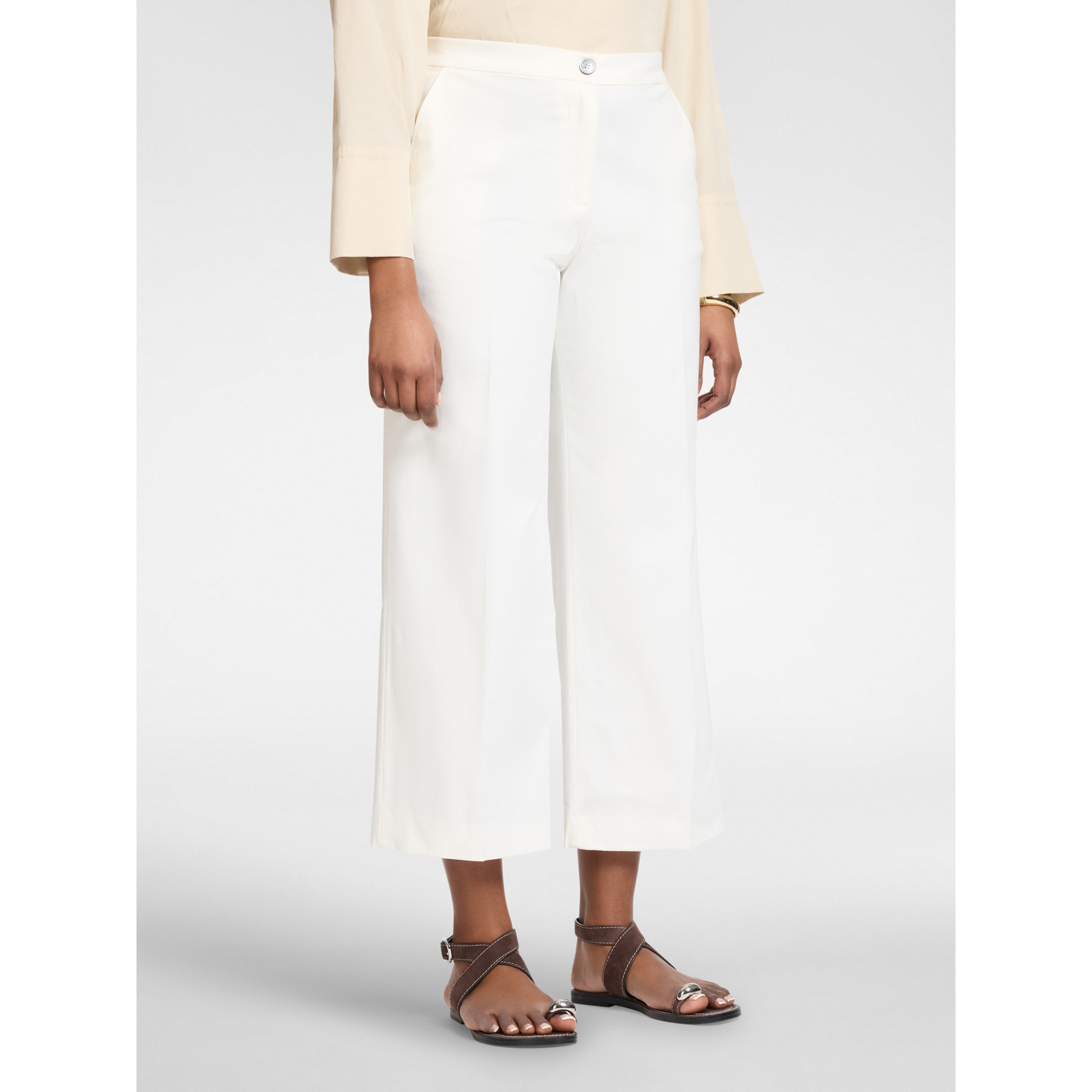 Elena Mirò - Pantaloni cropped in gabardina - Bianco