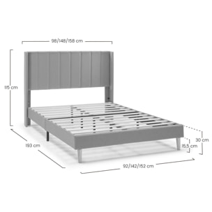 Estructura de cama tapizada Noelia de 30 cm Gris Oscuro