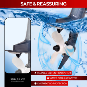 Krave 2.5 - Motore Marino Fuoribordo a Benzina 4 Tempi 72cc 2.5 Hp Gambo Corto per Gommoni Barche da Pesca