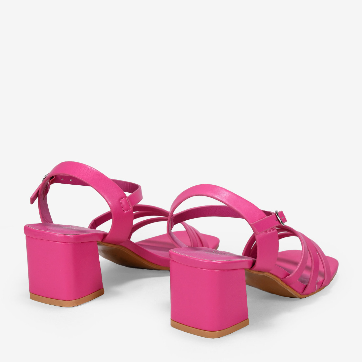 Sandalias de tacón ancho rosas