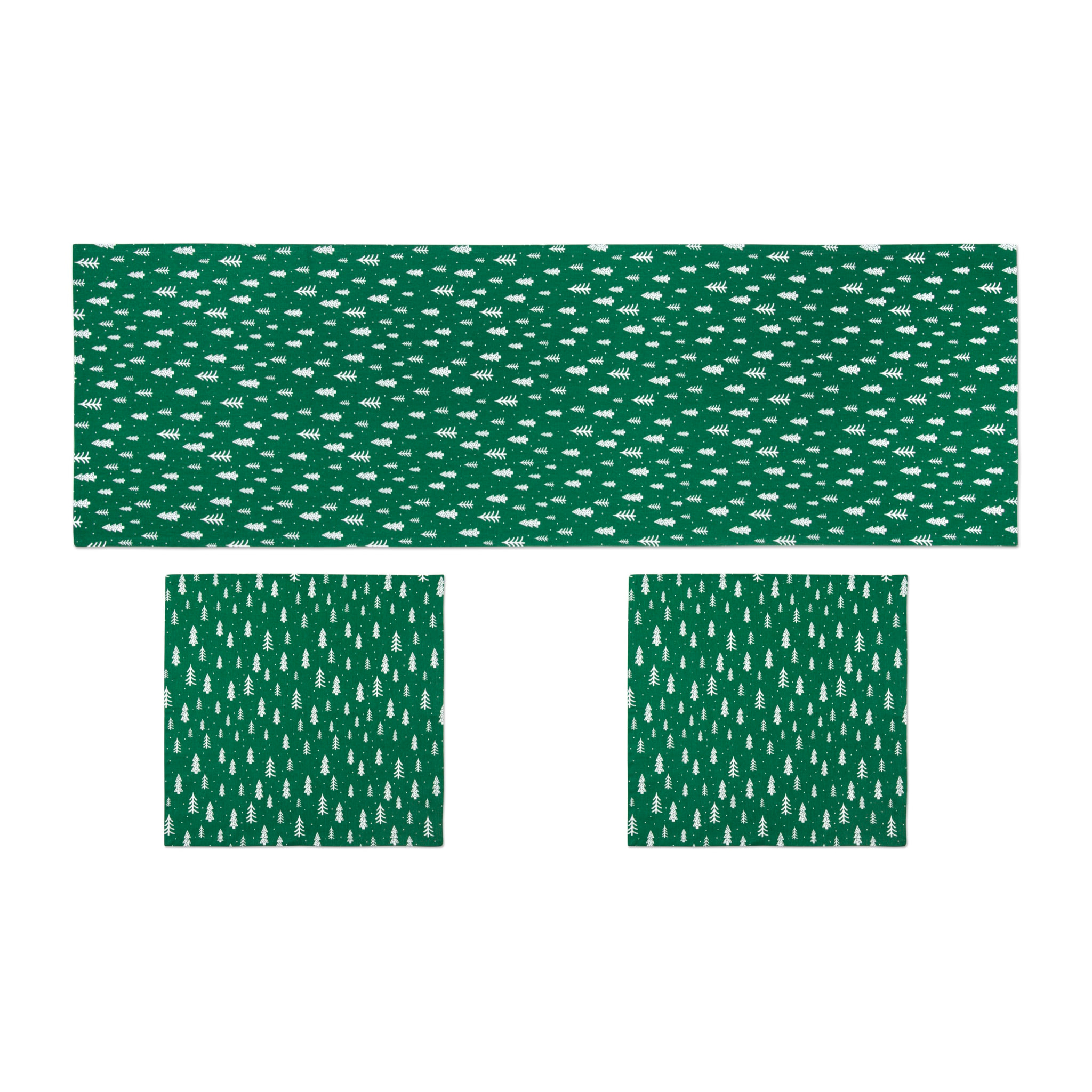 Set chemin de table avec 2 serviettes Excelsa – Green Winter, Coton vert