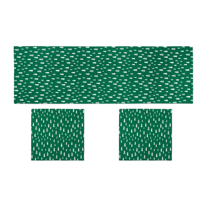 Set chemin de table avec 2 serviettes Excelsa – Green Winter, Coton vert
