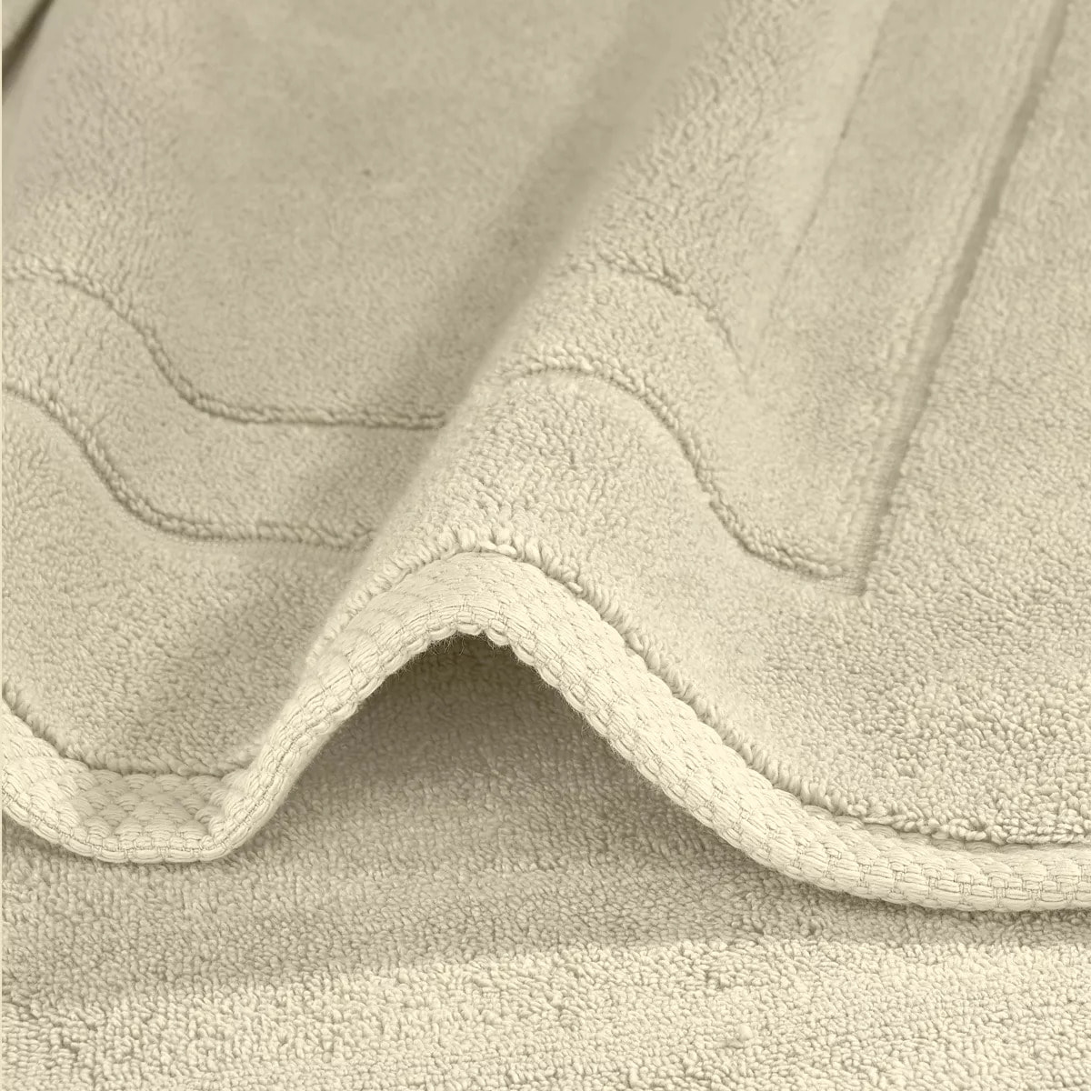 Tapis de bain pur coton 900 g/m² uni beige Elea angora