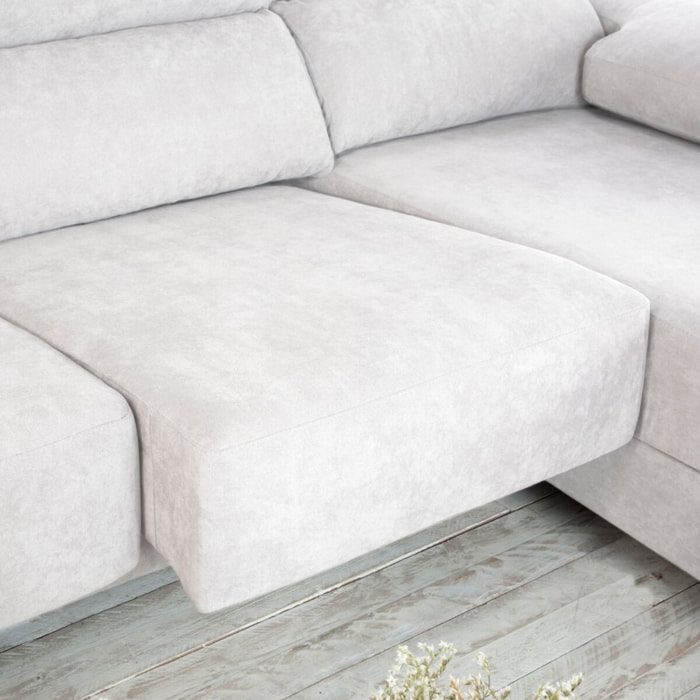 Canapé d'angle Dandy -textile, mousse pu, bois et panneau de particules-couleur beige 295 x 103 x 170 cm