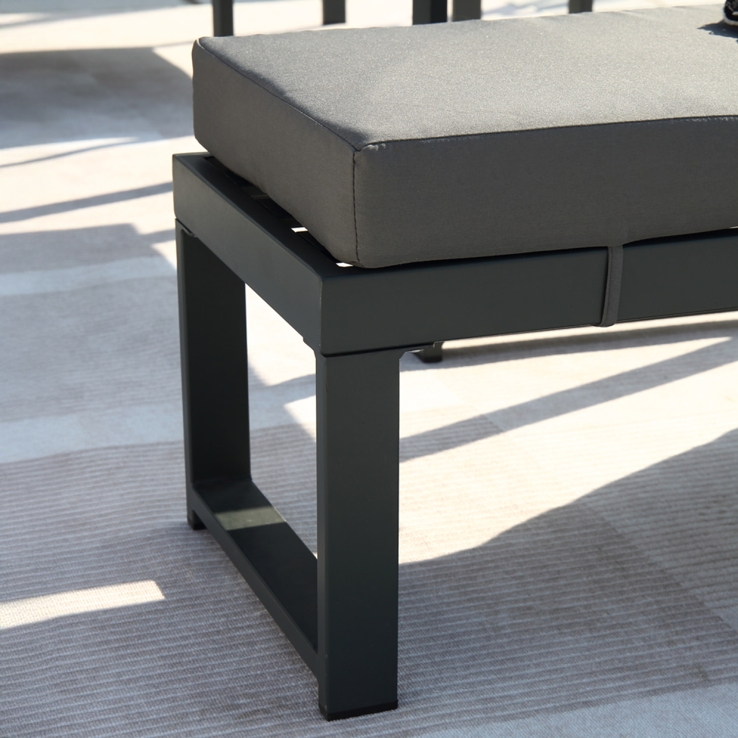 Salon de jardin gris foncé 6 places canapé + banc SATIPO