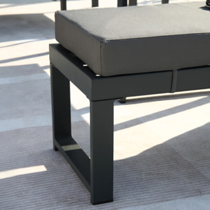 Salon de jardin gris foncé 6 places canapé + banc SATIPO