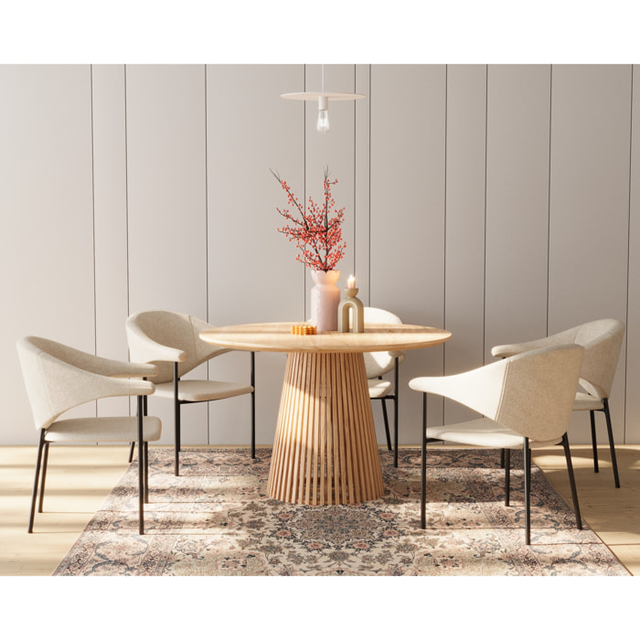 Lot de 2 chaises avec accoudoir design en velours beige