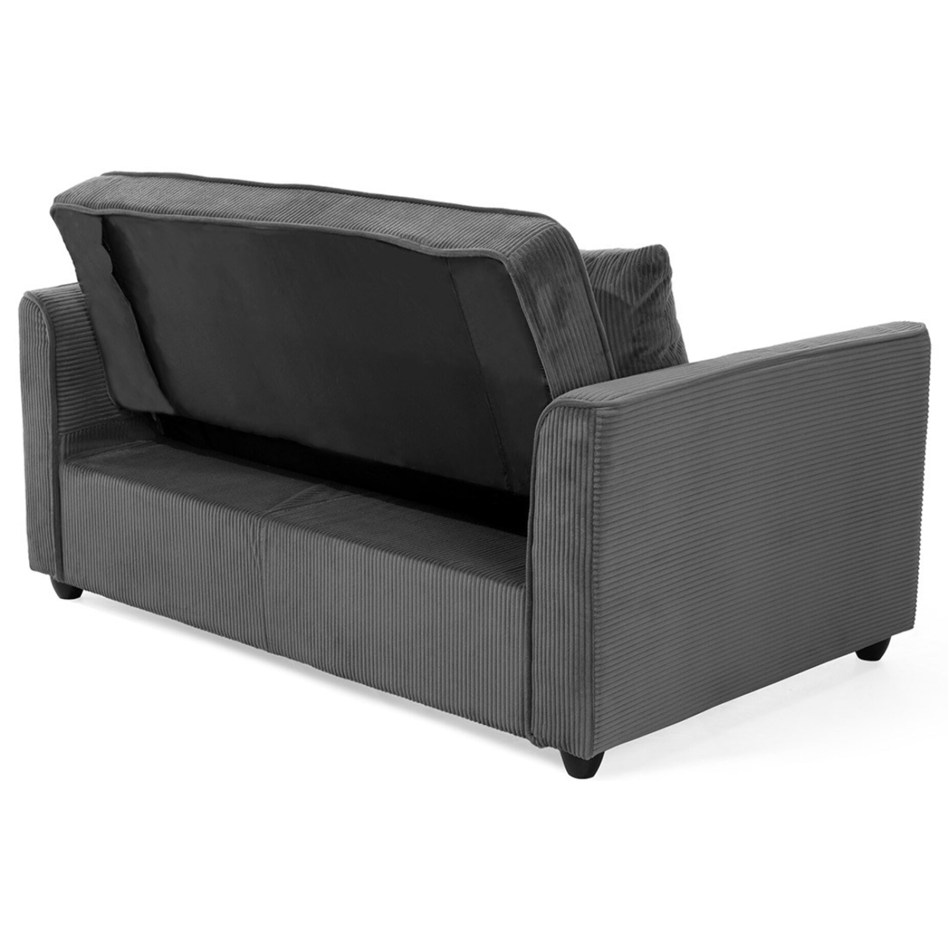 Ernest - Canapé droit 2 places convertible en velours côtelé - Gris