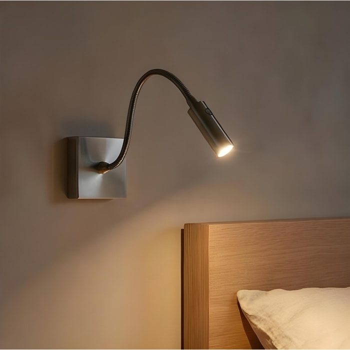 LEDS C4 Luz de lectura Tip LED 4.2 Blanco cálido - 3000K TOUCH DIMMING Níquel satinado 175lm