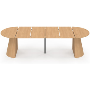 Table à manger ronde extensible Elvis effet hêtre Ø110-300cm