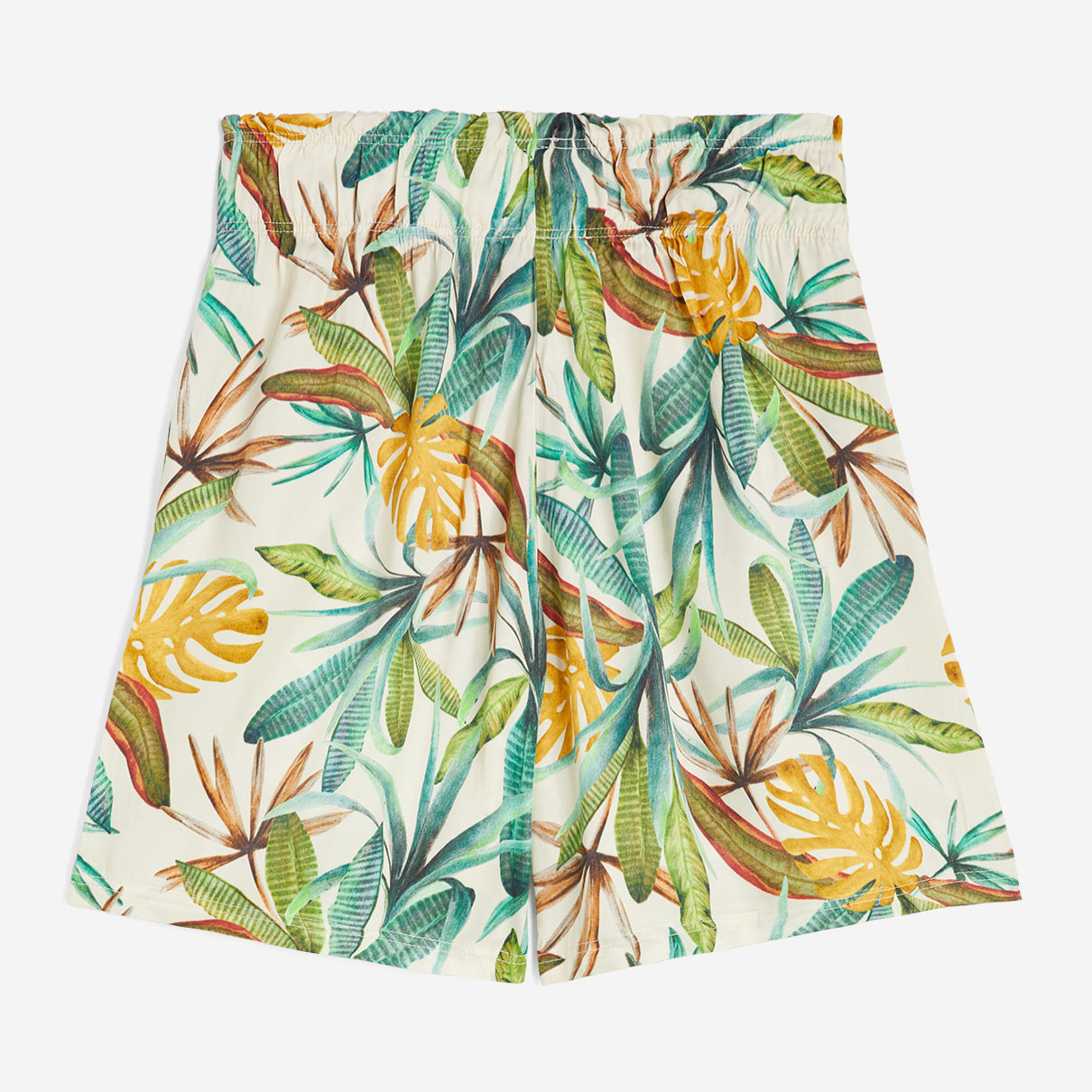 Pantaloncini donna in satin di viscosa a fantasia tropical