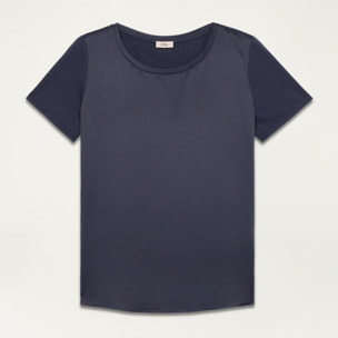 Oltre - T-shirt bimaterica - Blu