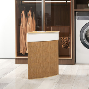 Cesto Ropa Sucia de Bambú para Esquina de 55L con Tapa y Asa, Cubo Ropa Sucia con Bolsa Extraíble y Lavable para Baño, Dormitorio, 35x35x60 cm, Marrón