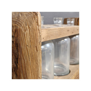 Décoration en bois de pin recyclé avec 3 vases - ORIGIN