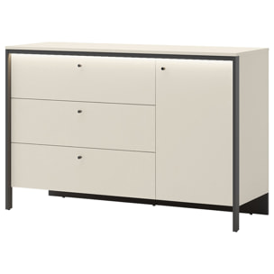 Kimi - commode 3 tiroirs et 1 porte - led inclus - Beige