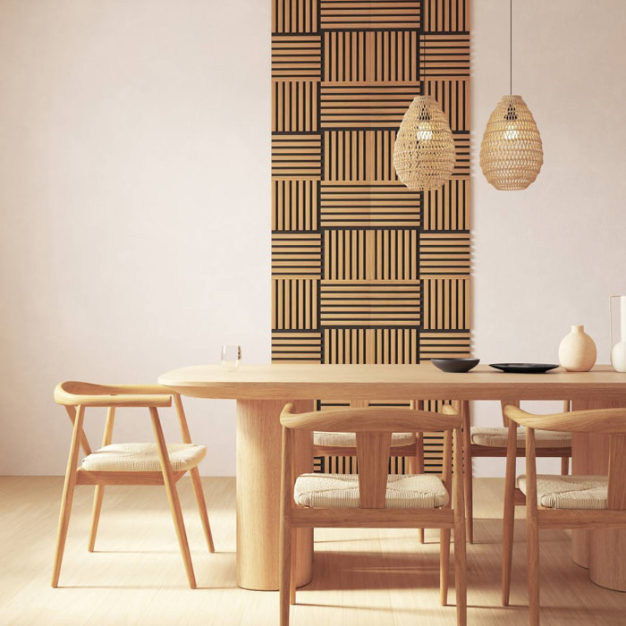 Lot de 3 panneaux décoratifs Colva effet noyer fond noir 30x30cm