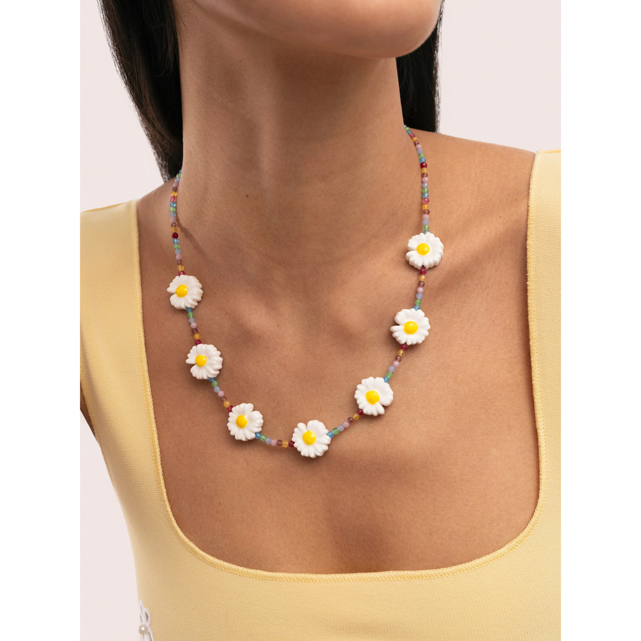 Collana Long Margherita Acciao Placcato Oro