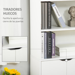 HOMCOM Estantería Librería con 4 Compartimentos Abiertos y 1 Armario con 2 Estantes Almacenaje Libros Plantas para Salón Estudio 59x29x180 cm Blanco