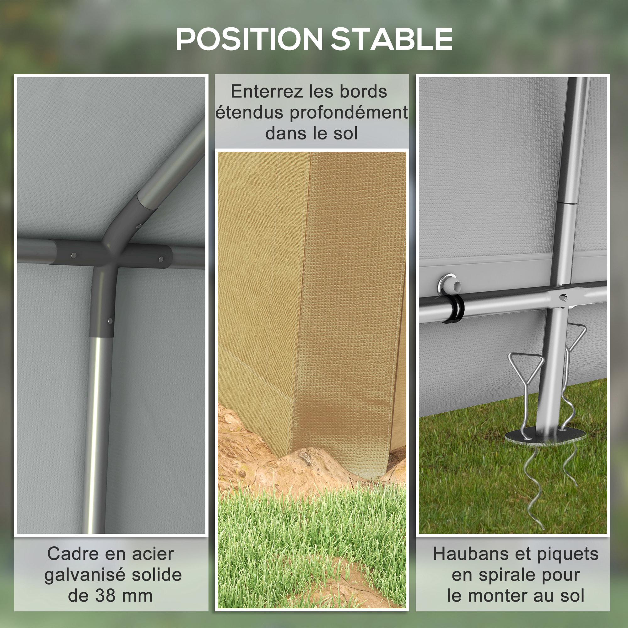 Abri de jardin - abri vélo - tente de stockage dim. 2 x 3,6 m - acier galvanisé PE imperméable anti-UV beige