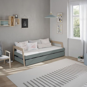 Cama doble juvenil Misty Haze Verde Salvia - Oak Soft