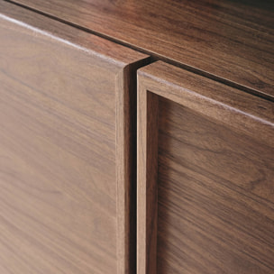 Buffet effet bois noyer 2 portes 80 cm 4 compartiments - L 80 x P 43 x H 85cm - Kuba