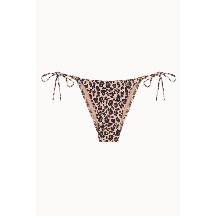 Braga de bikini brasileña con lazos y estampado de leopardo