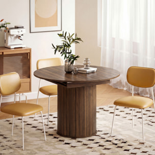Table ronde extensible table de salon design bois 6-8 personnes dia. 110-150 x 75 cm effet bois noyer