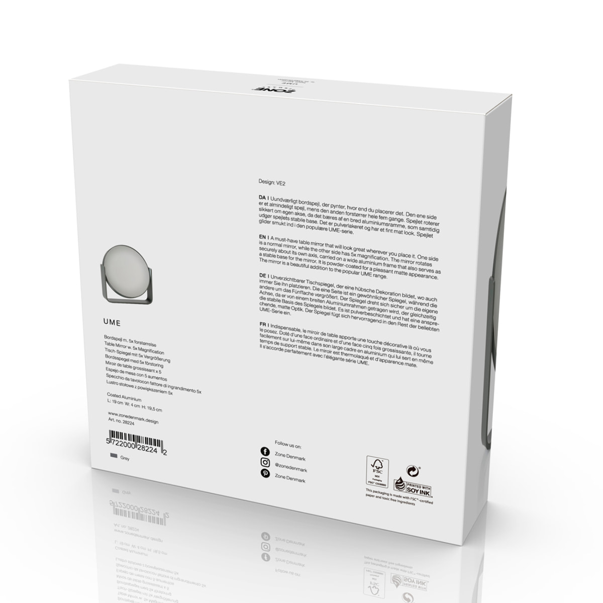 Miroir de table avec grossissement 5 x Ume Gris clair