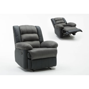 Fauteuil relax "Buckingham" - 85 x 93 x 100 cm - Noir / Gris foncé