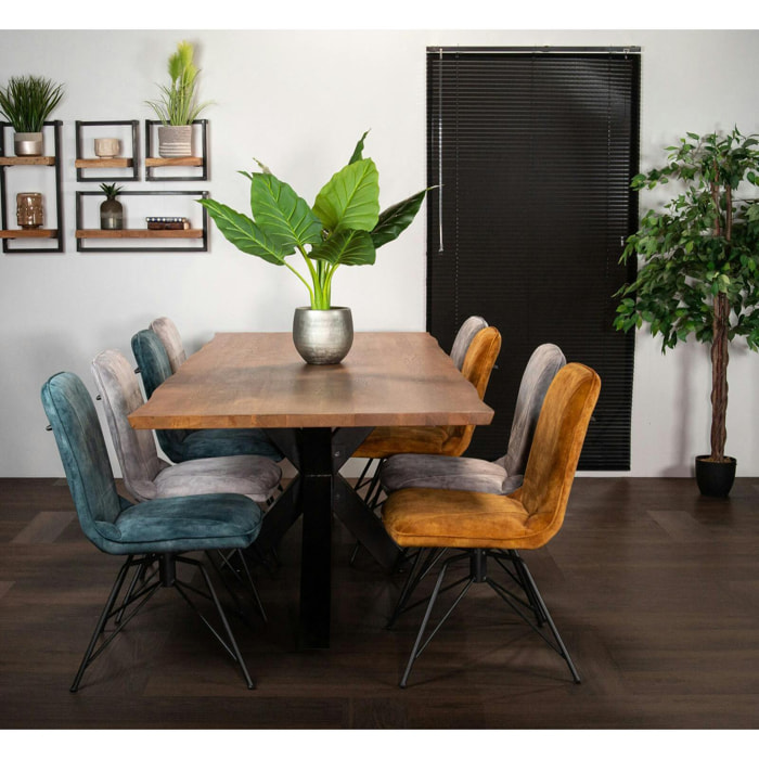 Table à manger en bois de chêne bordures naturelles 240 cm OKA