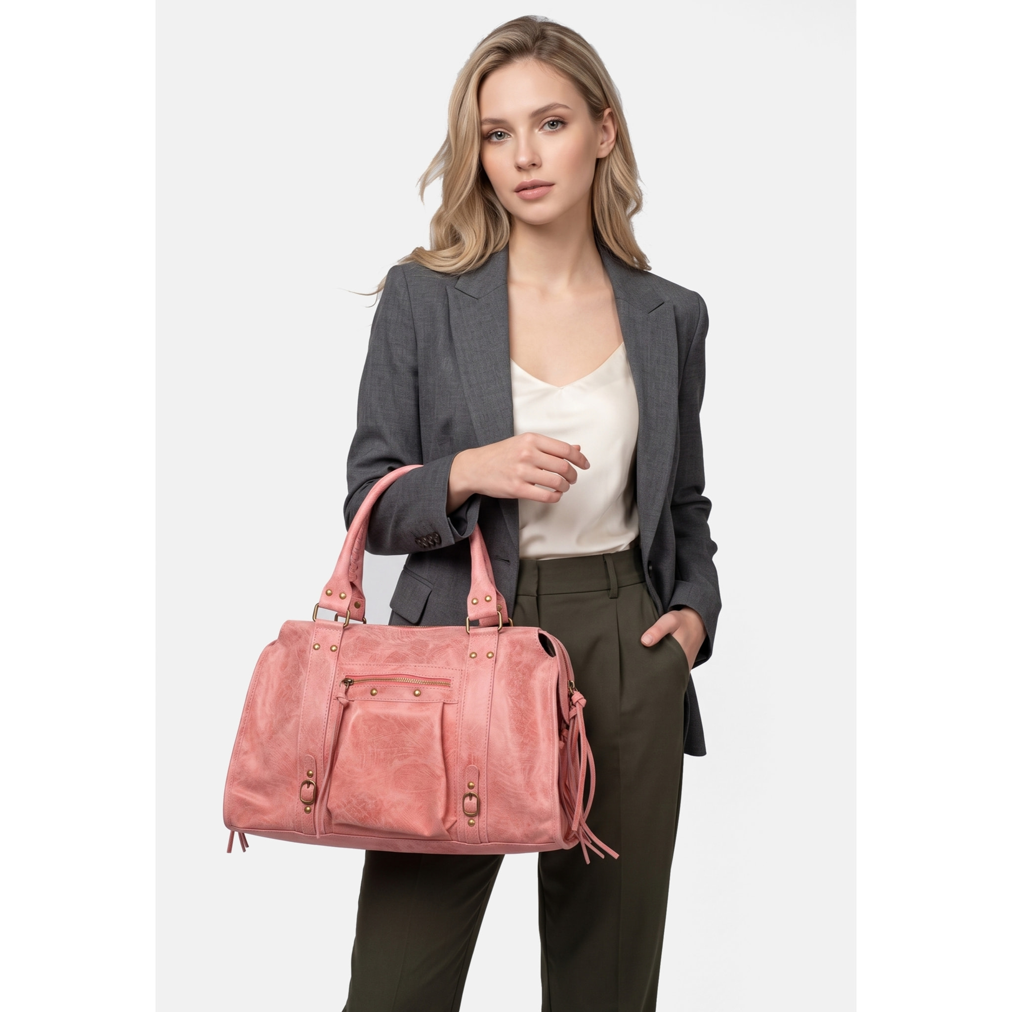 Borsa a spalla da donna - Modello Clara - Vera pelle - 41.0 x 28.0 x 13.0 cm