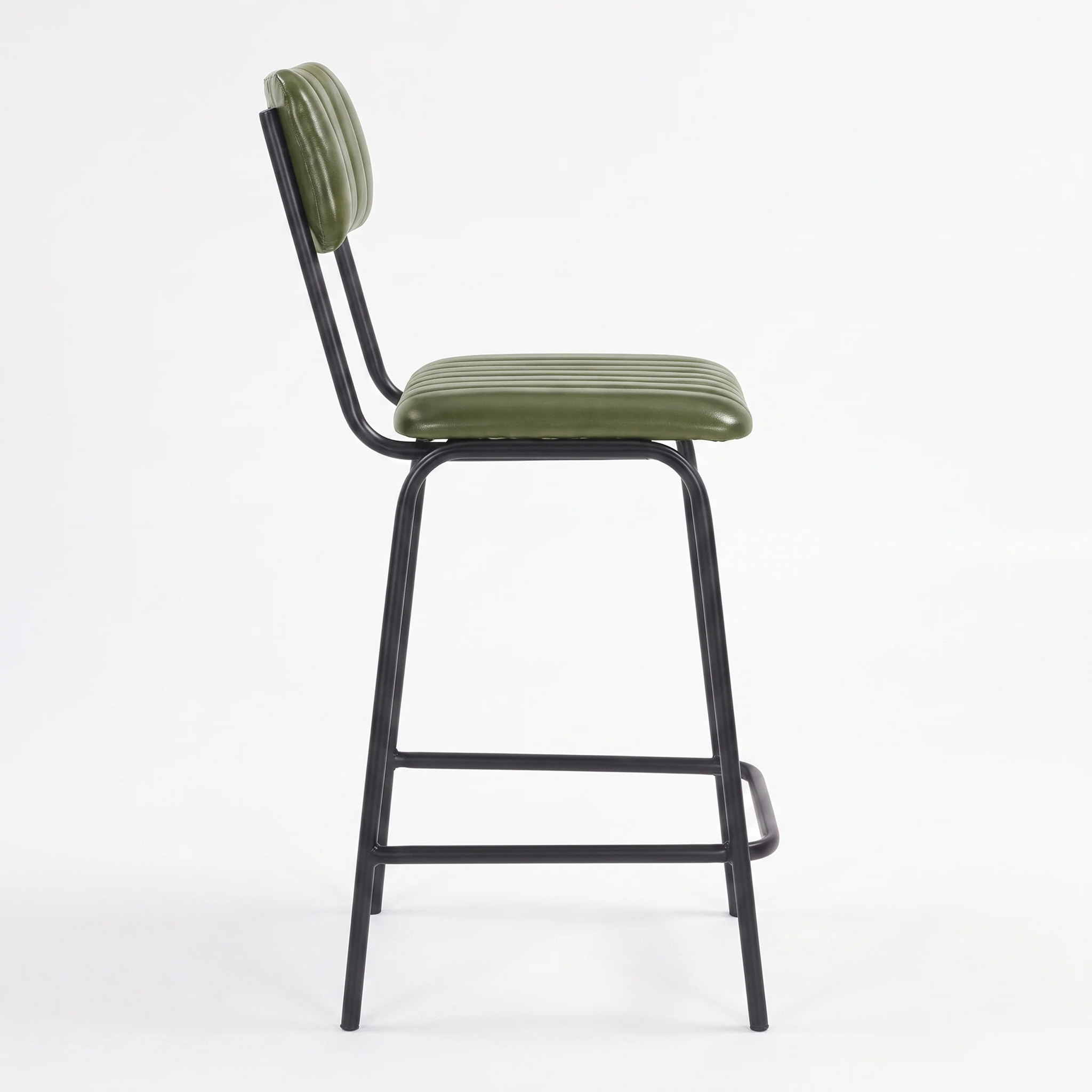 Lot de 2 chaises pour îlot central 65 cm en cuir de buffle vert - Arsène