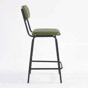 Lot de 2 chaises pour îlot central 65 cm en cuir de buffle vert - Arsène