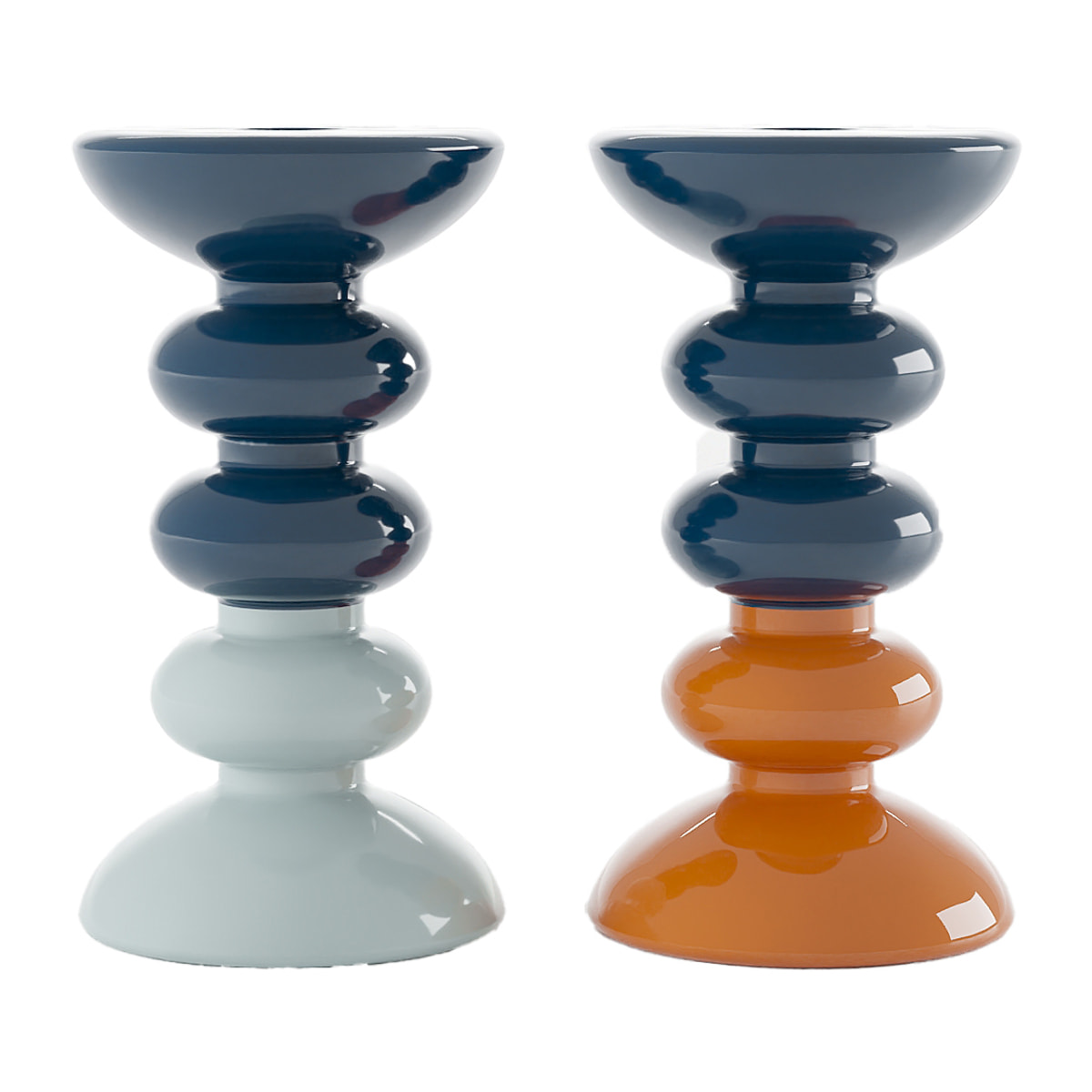 Memphis - Set de 2 bougeoirs verticaux céramique tricolore