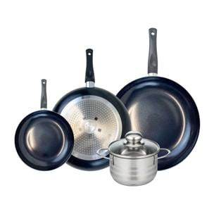 Ensemble de 3 Poêles de cuisson 20, 28 et 32 cm et 1 faitout 16 cm Elo Prima Brillant