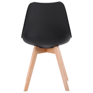 Lot de 4 chaises scandinaves NORA noires avec coussin