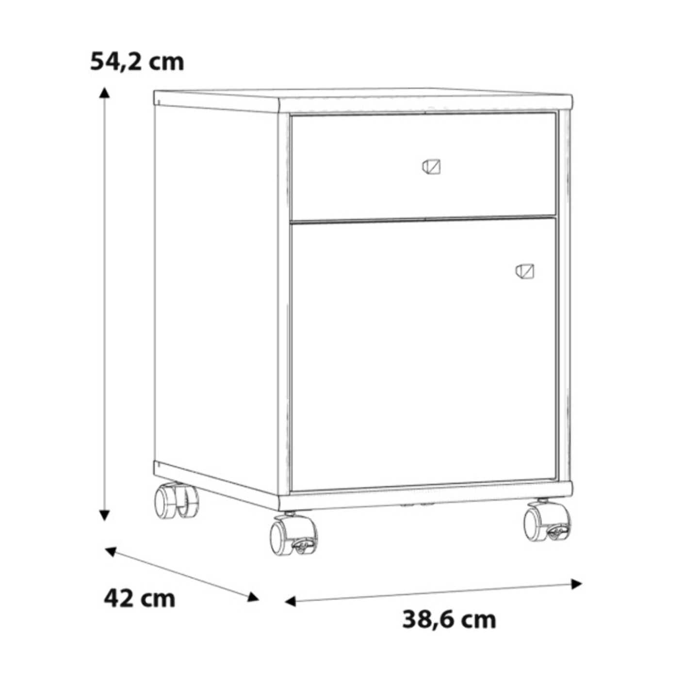 Caisson H. 54 cm avec roulettes et décor chêne sonoma - MIA