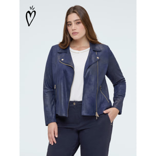 Fiorella Rubino - Giacca biker con zip asimmetrica - Blu