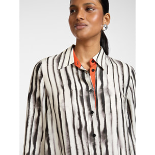 Elena Mirò - Camicia in raso di viscosa a righe - Nero