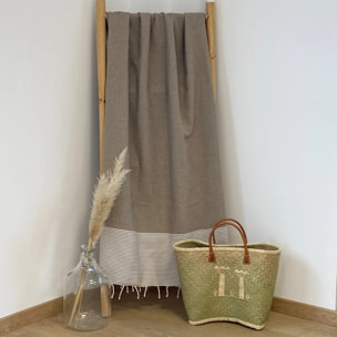 Fouta traditionnelle Mikanda Taupe 100x200 190g/m²