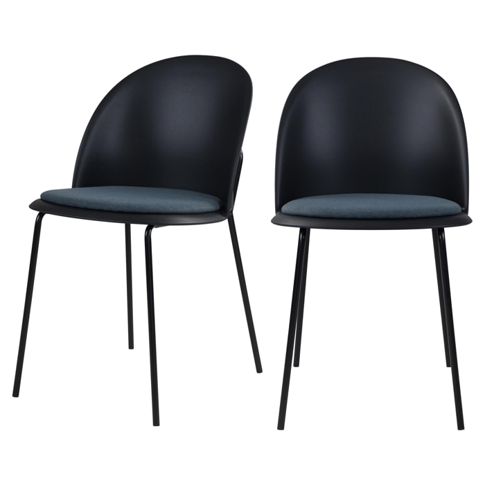 Chaise Lulu en tissu noir (lot de 2)