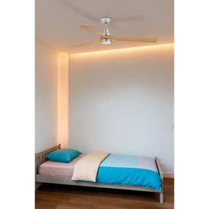LANTAU L LED Ventilador de techo níquel mate/pino