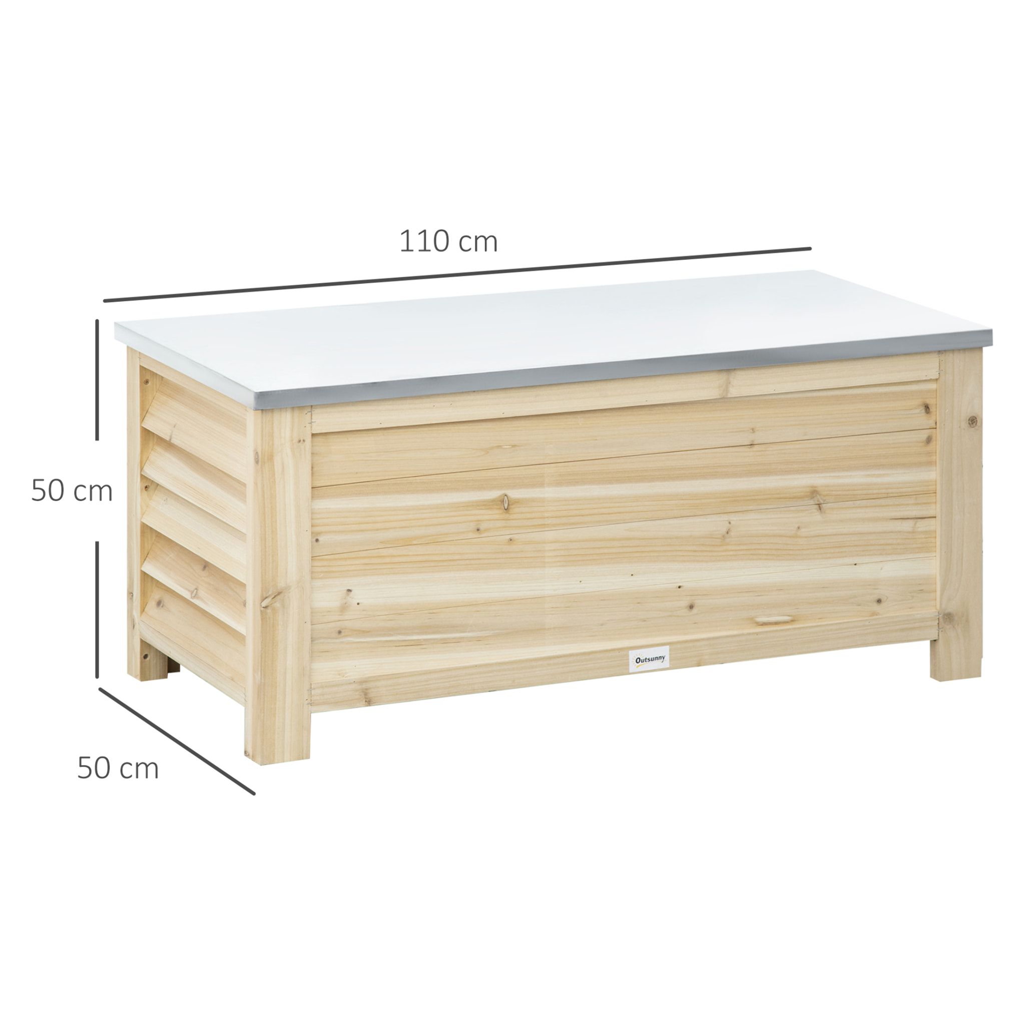 Banc coffre de jardin 2 en 1 - dim. 110L x 50l x 50H cm - charge max. 120 Kg - bois sapin pré-huilé acier galvanisé