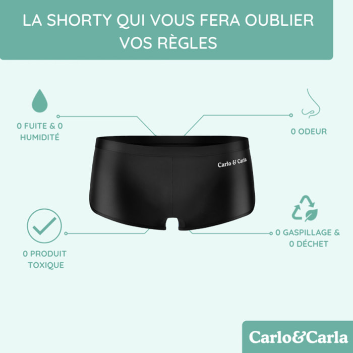 Shorty menstruel T40 convenant aussi aux fuites légères - noir