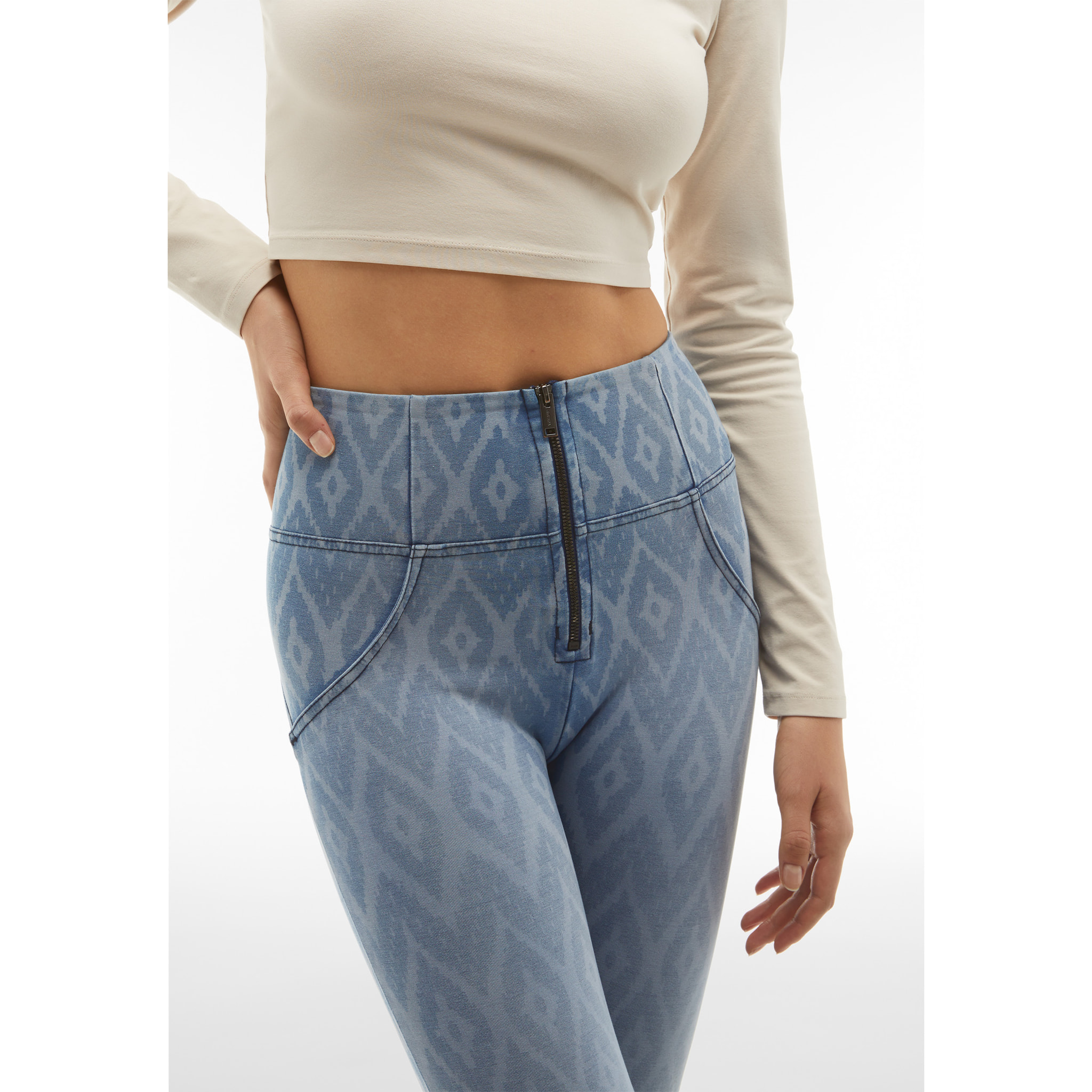 Jeggings push up WR.UP® vita alta stampa geometrica all over