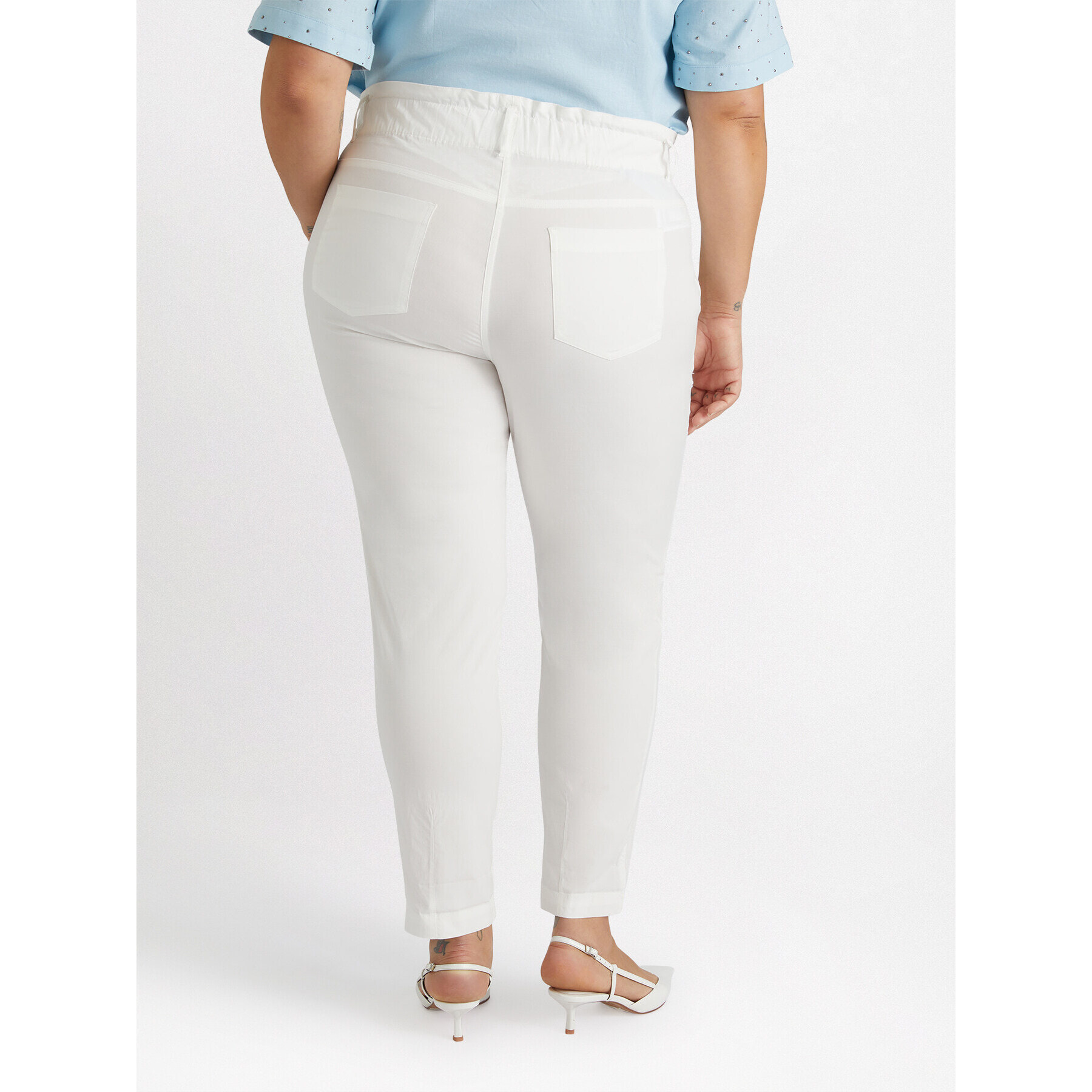 Fiorella Rubino - Pantalones de algodón y lyocell elástico - Blanco