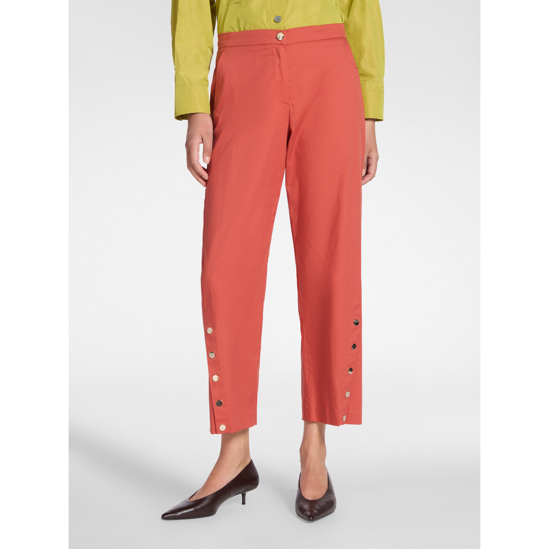 Elena Mirò - Pantaloni in gabardina con bottoni - Arancione