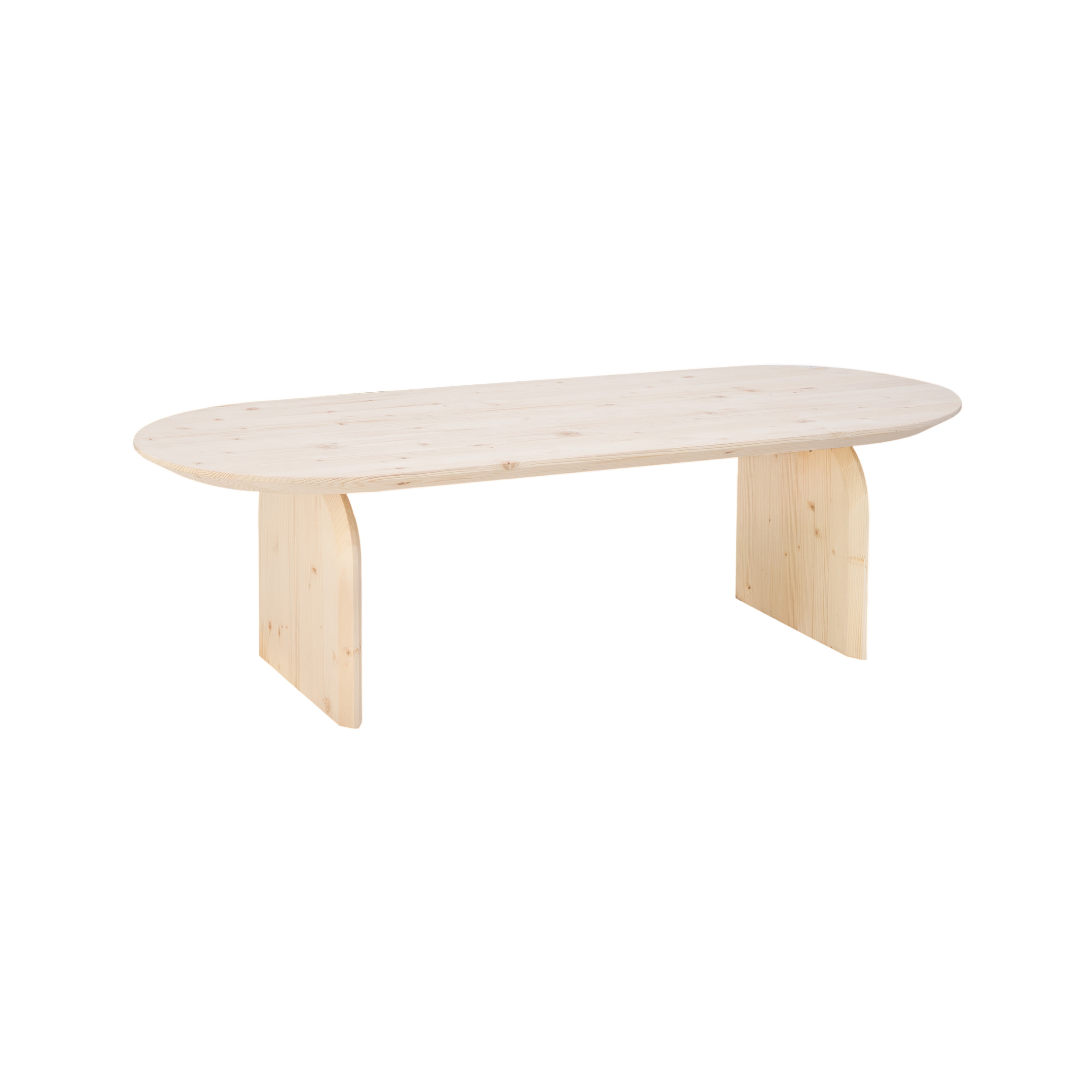 Table basse ovale en bois massif ton naturel de différentes tailles