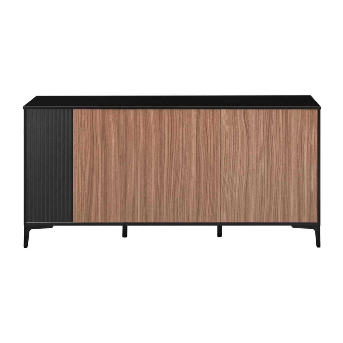 Credenza moderna 3 ante in legno noce e nero 150