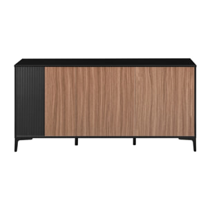 Credenza moderna 3 ante in legno noce e nero 150